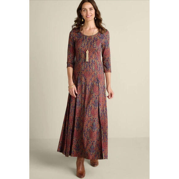 Soft Surroundings Womens XL Alcott Dress Maxi Floral Boho Country Rustic  NWT